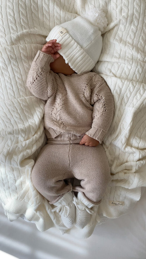 luna-luca-knit-pants-heather-beige Luna and Luca Newborn Baby Clothes